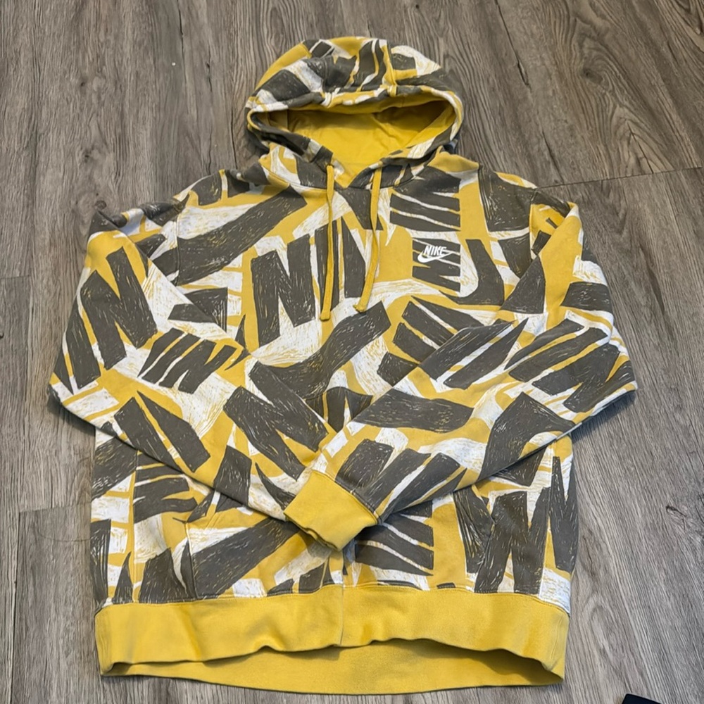 Nike hoodie yellow and gray